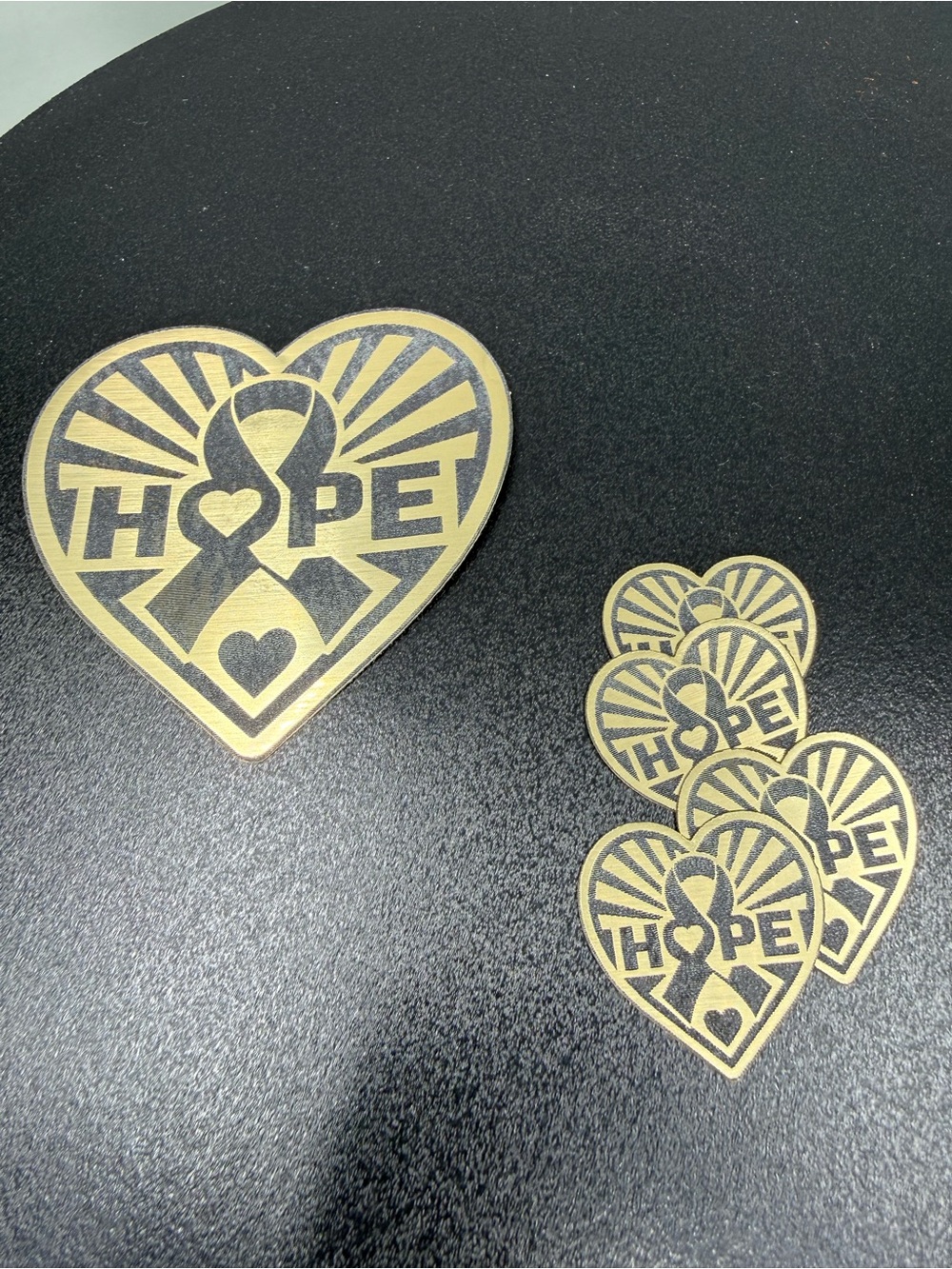 Single 3” Hope Heart Ribbon Gold Emblem  Sticker